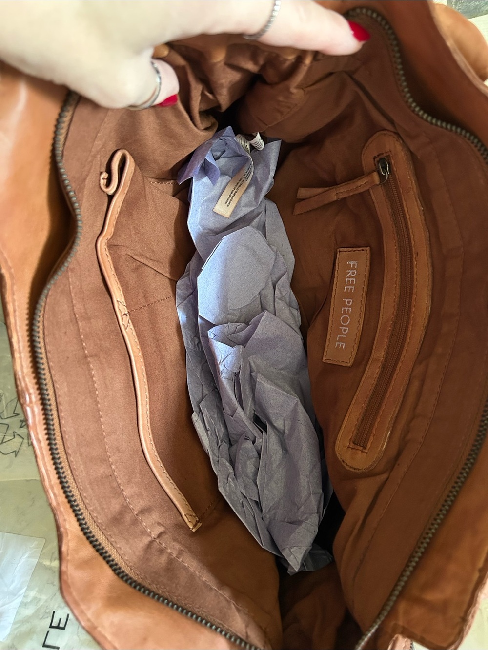 NWT Free People Sabo East West Bag in Saddle With Charms & Scarf - Picture 16 of 16